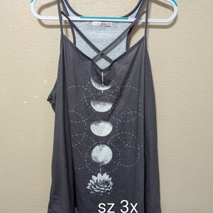 Women's Gray Tank Top with Moon Phases Design